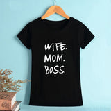 WT0255 Hipster Wife Mom Boss Print Women Letters T shirt Summer O-neck Casual Tops