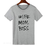 WT0255 Hipster Wife Mom Boss Print Women Letters T shirt Summer O-neck Casual Tops