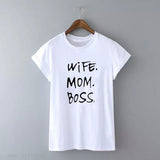 WT0255 Hipster Wife Mom Boss Print Women Letters T shirt Summer O-neck Casual Tops